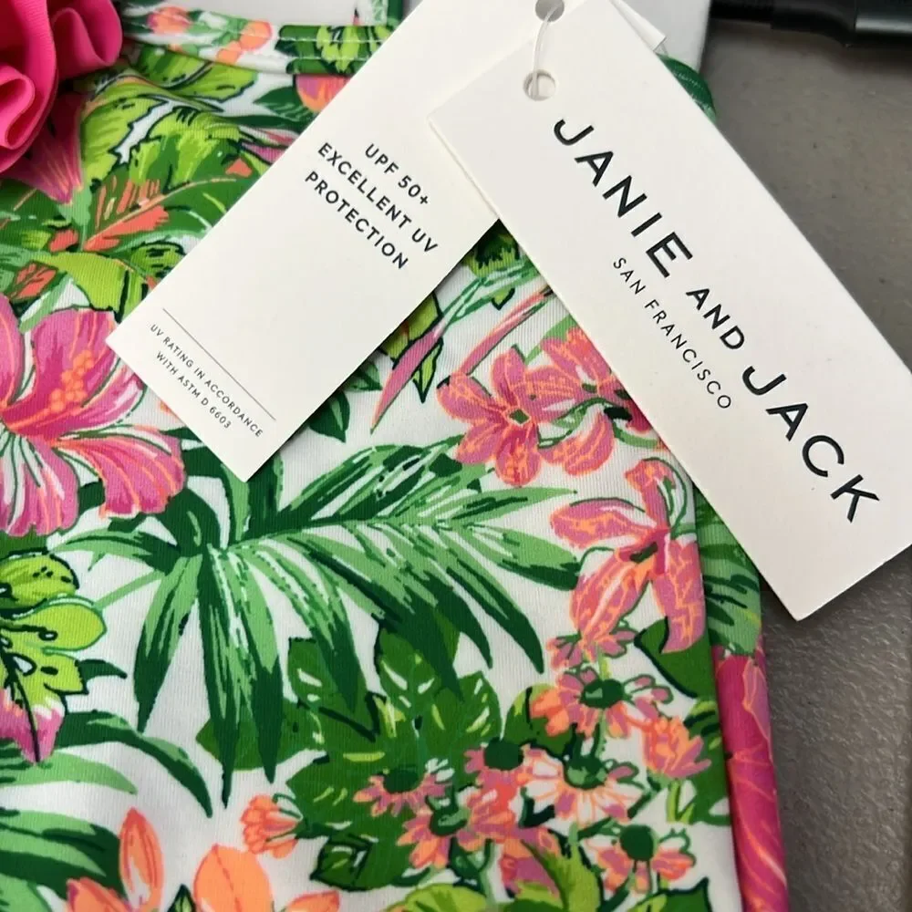 Janie and Jack 10048650 Recycled Tropical Floral Halter Swimsuit size 3 NWT